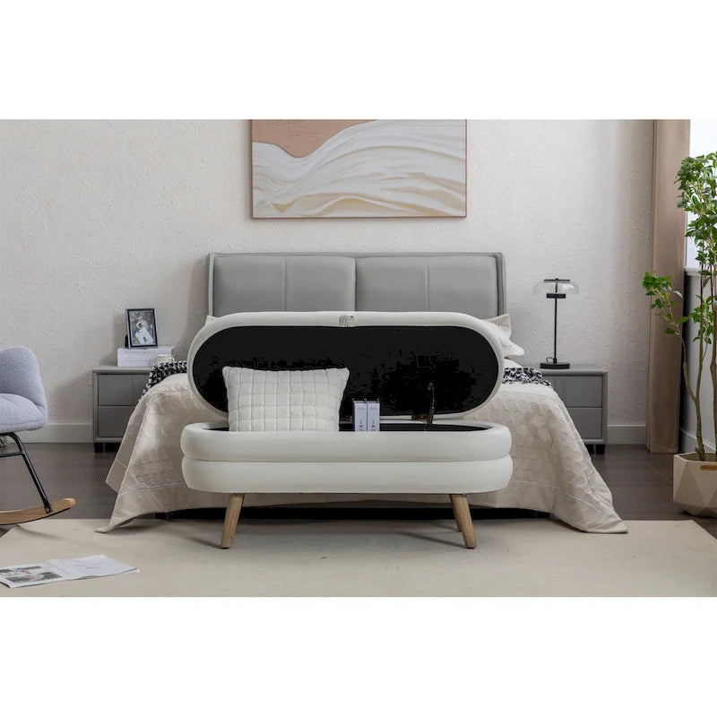 Banc de rangement en velours