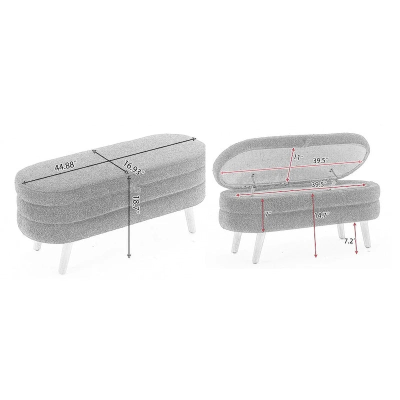 Banc de rangement en velours