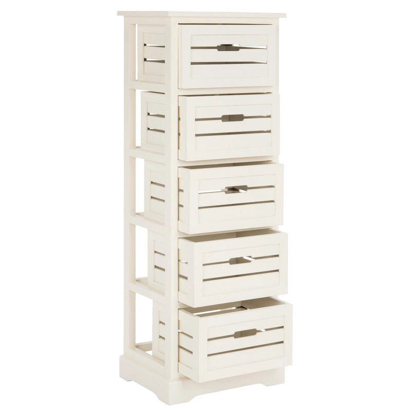 Meuble de rangement 5 tiroirs crème - 16,5 x 12,6 x 46,5 - 17Lx13Px47H
