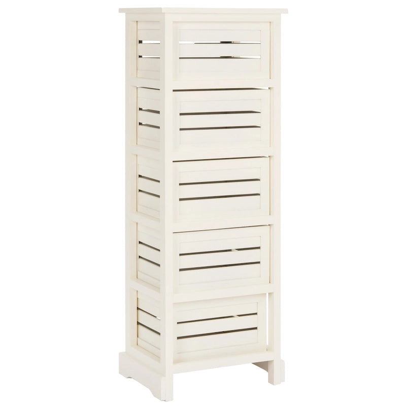 Meuble de rangement 5 tiroirs crème - 16,5 x 12,6 x 46,5 - 17Lx13Px47H