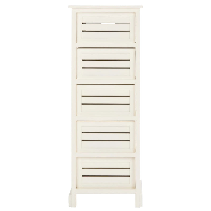 Meuble de rangement 5 tiroirs crème - 16,5 x 12,6 x 46,5 - 17Lx13Px47H