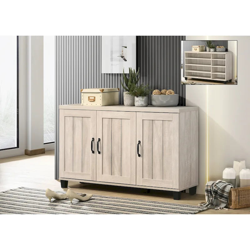 Meuble à chaussures 3 portes, 45 po, fini chêne gris poussiéreux