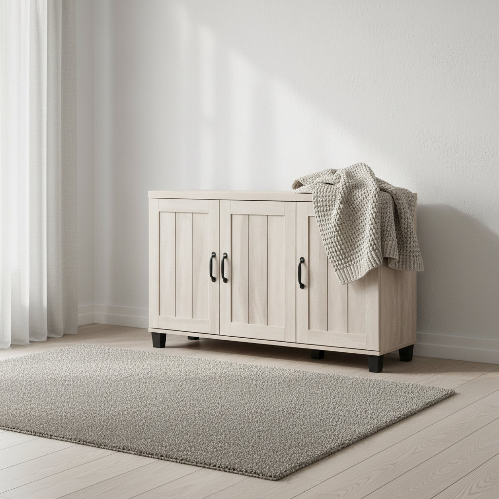 Meuble à chaussures 3 portes, 45 po, fini chêne gris poussiéreux