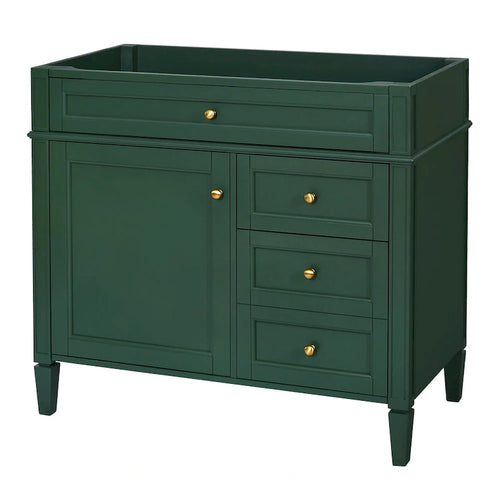 Meuble-lavabo de salle de bain de 91 cm sans lavabo, armoire de rangement de salle de bain moderne avec 2 tiroirs et un tiroir basculant, cadre en bois massif