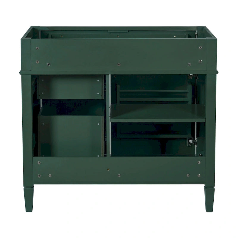 Meuble-lavabo de salle de bain de 91 cm sans lavabo, armoire de rangement de salle de bain moderne avec 2 tiroirs et un tiroir basculant, cadre en bois massif