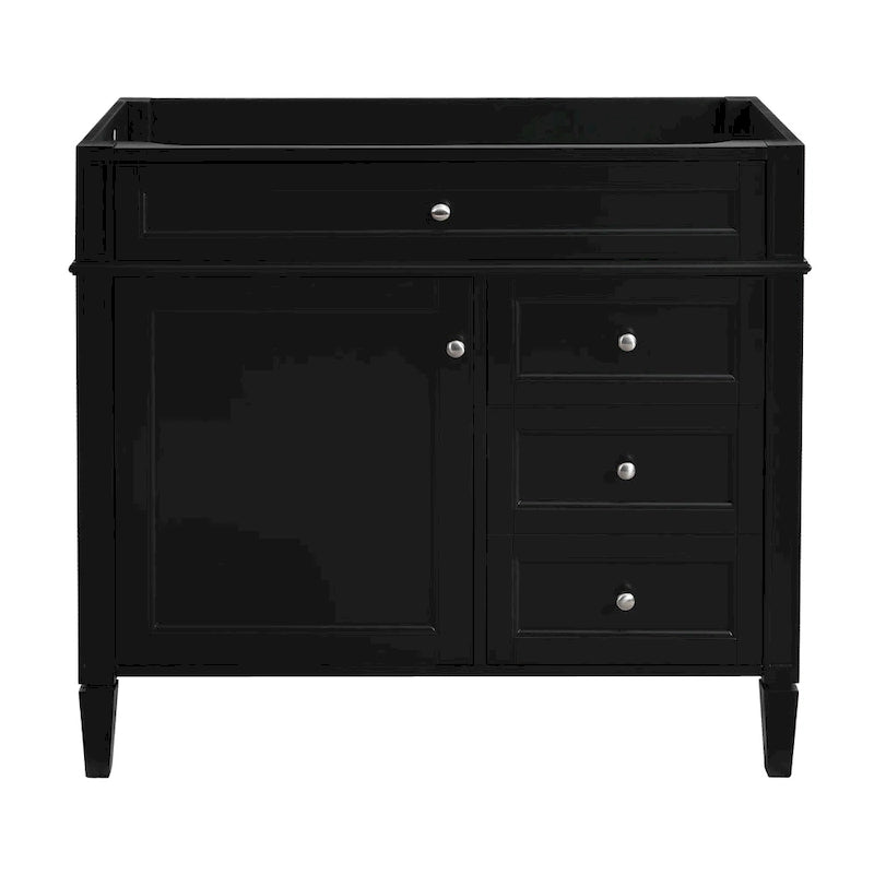 Meuble-lavabo de salle de bain de 91 cm sans lavabo, armoire de rangement de salle de bain moderne avec 2 tiroirs et un tiroir basculant, cadre en bois massif