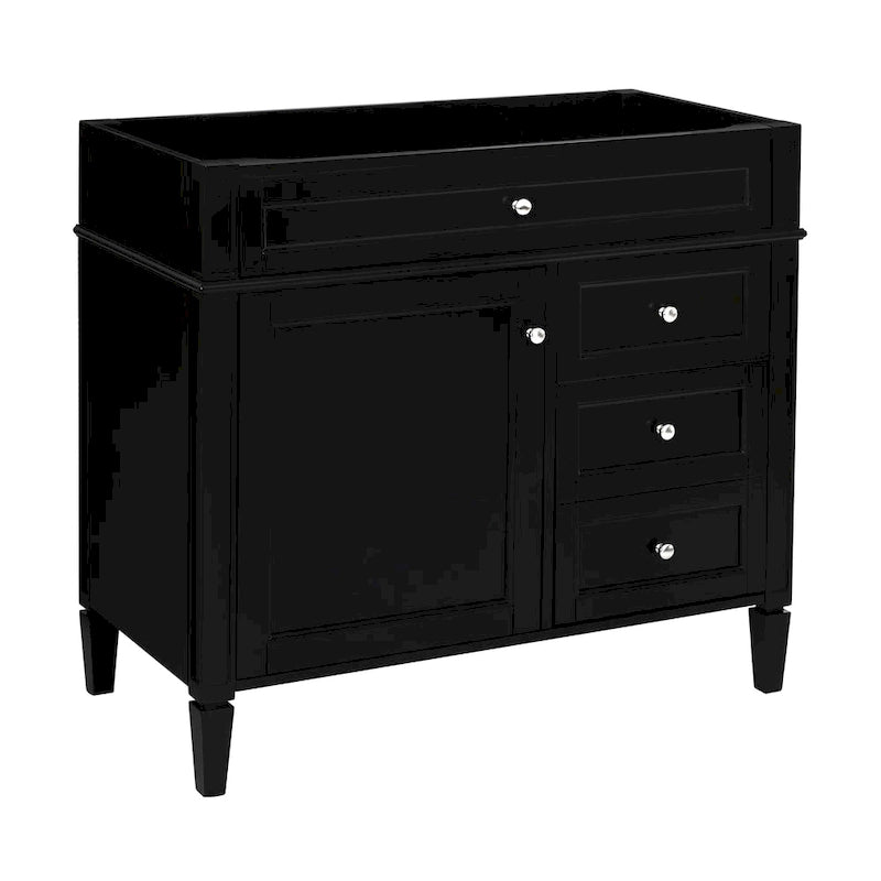 Meuble-lavabo de salle de bain de 91 cm sans lavabo, armoire de rangement de salle de bain moderne avec 2 tiroirs et un tiroir basculant, cadre en bois massif