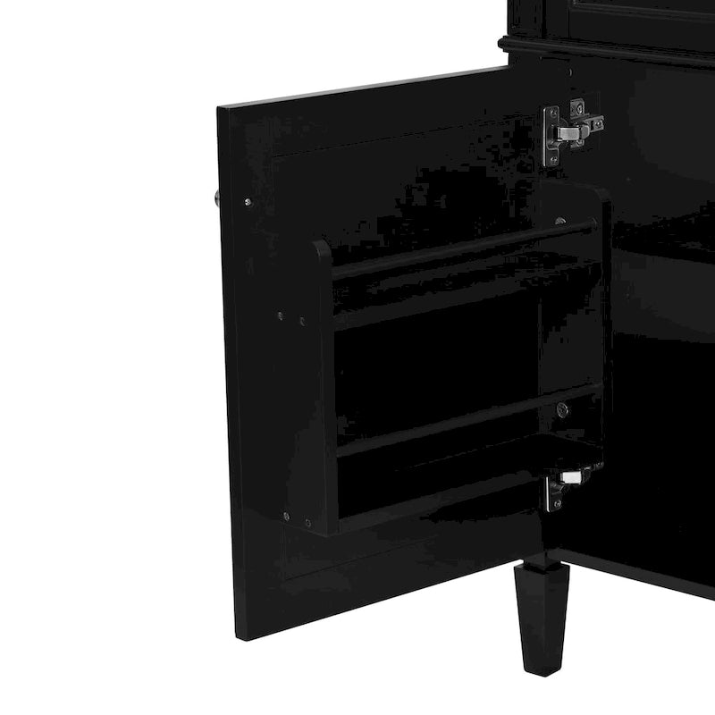 Meuble-lavabo de salle de bain de 91 cm sans lavabo, armoire de rangement de salle de bain moderne avec 2 tiroirs et un tiroir basculant, cadre en bois massif