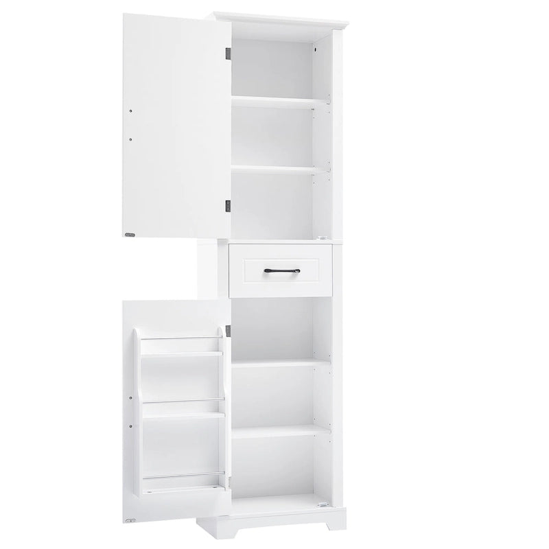 Meuble Colonne de Rangement de Salle de Bain, Meuble de Rangement sur Pied avec Deux Portes et Étagères Réglables, Porte-Serviettes Intégré