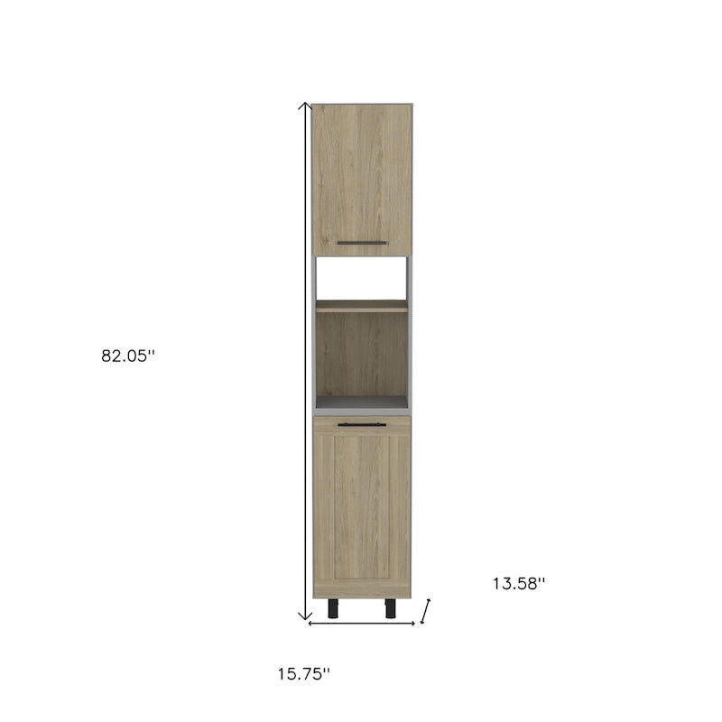 Garde-manger ou placard de rangement 82, en bois gris et chêne - 15,75' X '82,05' X '13,58