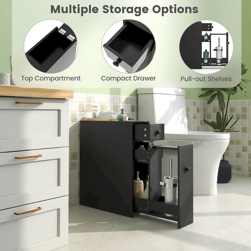 Meuble de rangement étroit pour toilettes avec - Voir les détails