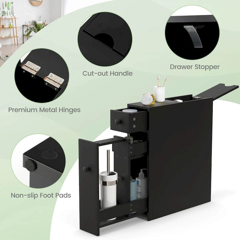 Meuble de rangement étroit pour toilettes avec - Voir les détails