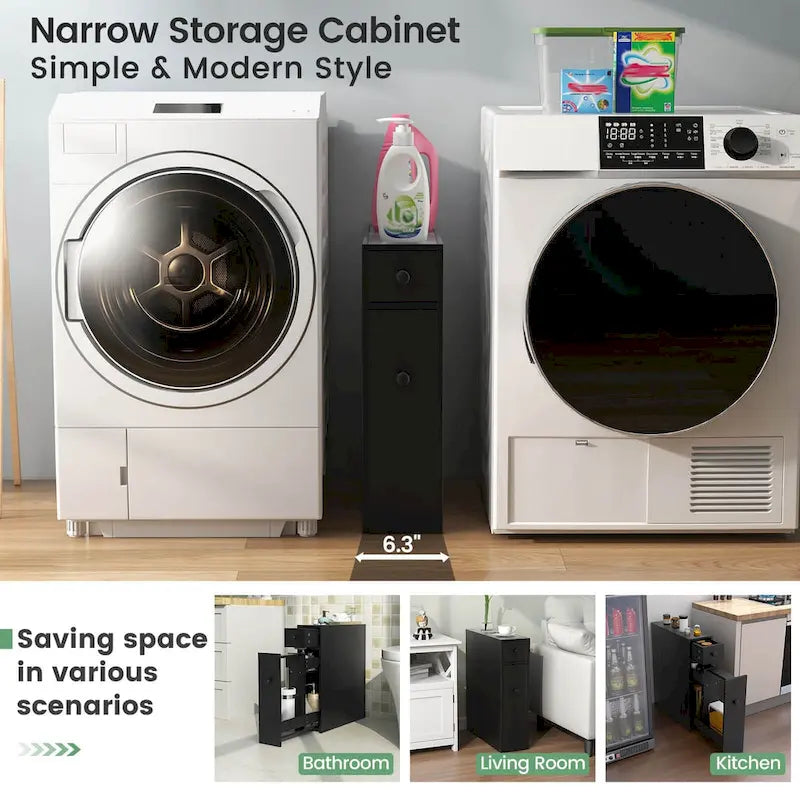 Meuble de rangement étroit pour toilettes avec - Voir les détails