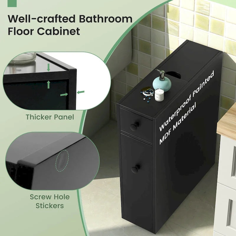 Meuble de rangement étroit pour toilettes avec - Voir les détails