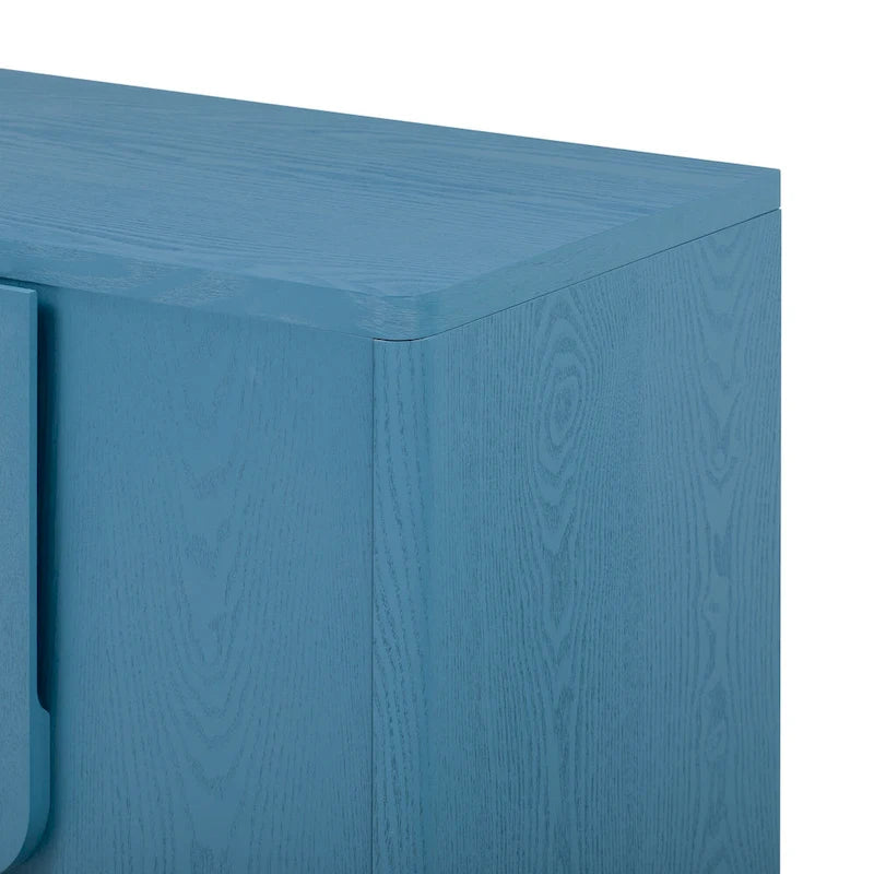Buffet 4 portes avec rangement, buffet en bois avec poignées incurvées uniques et étagères réglables pour salle à manger
