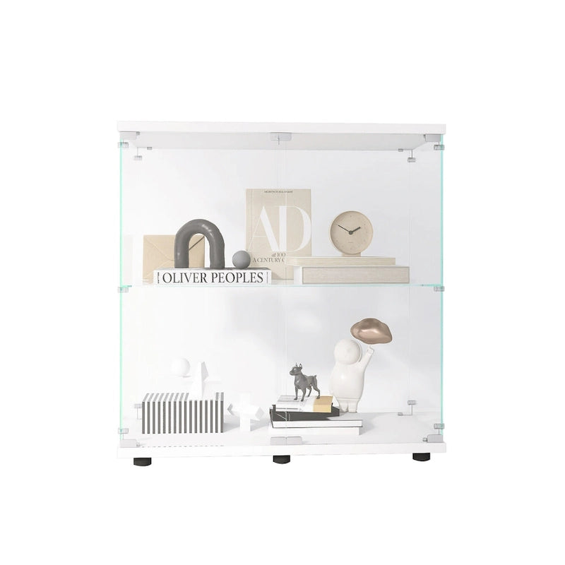 Vitrine en verre à deux portes, 2 étagères avec porte, bibliothèque sur pied pour salon, chambre, bureau