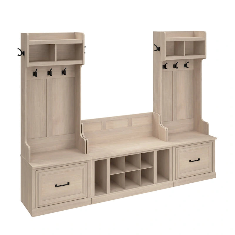 Porte-manteaux et banc à chaussures avec tiroirs par