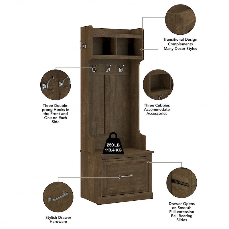 Porte-manteaux et banc à chaussures avec tiroirs par
