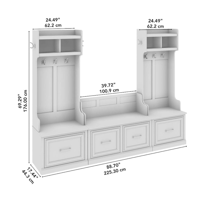 Porte-manteaux et banc à chaussures avec tiroirs par