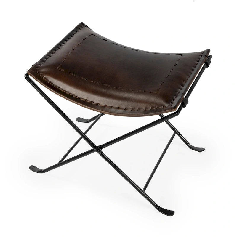 Tabouret en cuir fait main