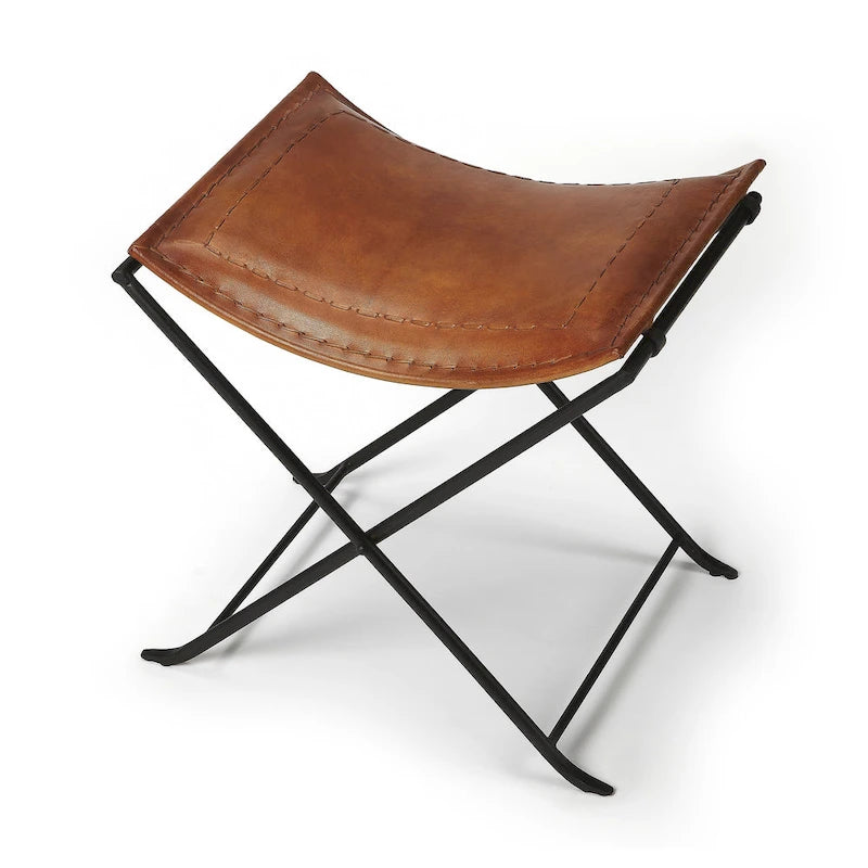 Tabouret en cuir fait main
