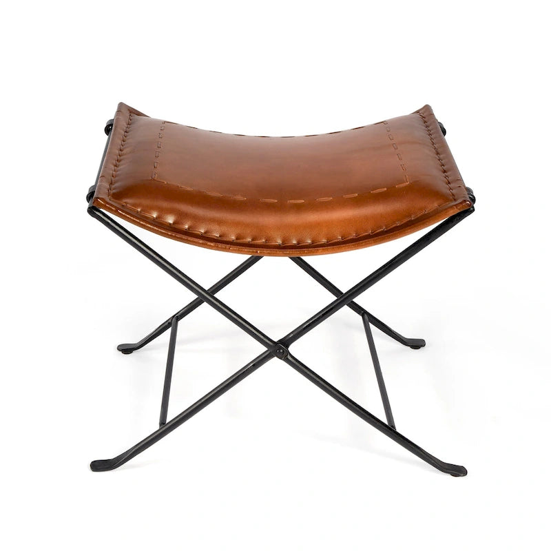 Tabouret en cuir fait main