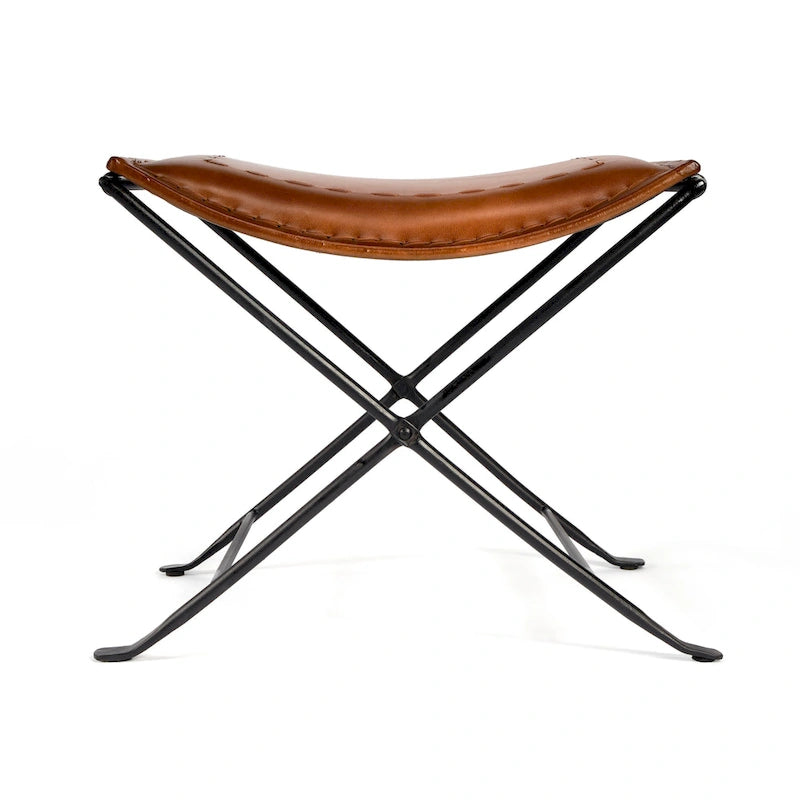 Tabouret en cuir fait main