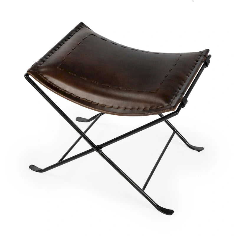 Tabouret en cuir fait main