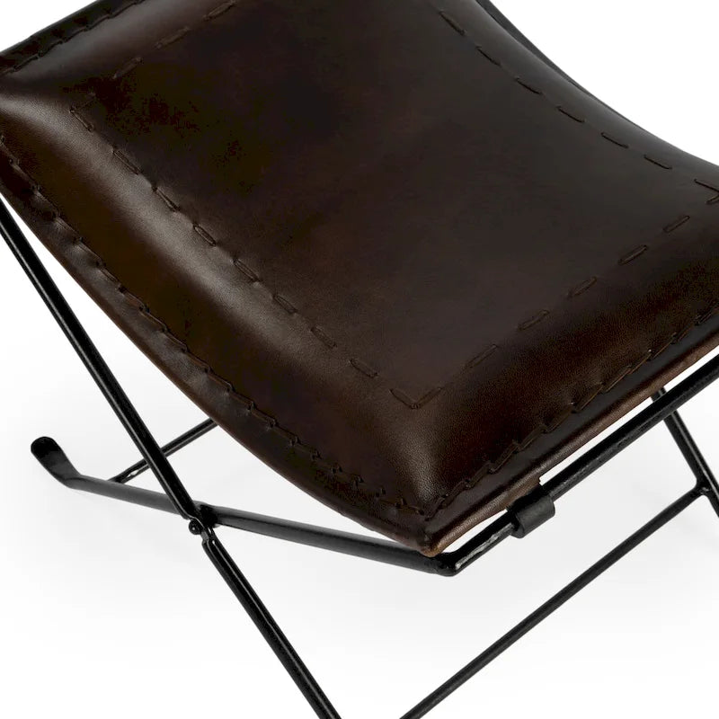 Tabouret en cuir fait main