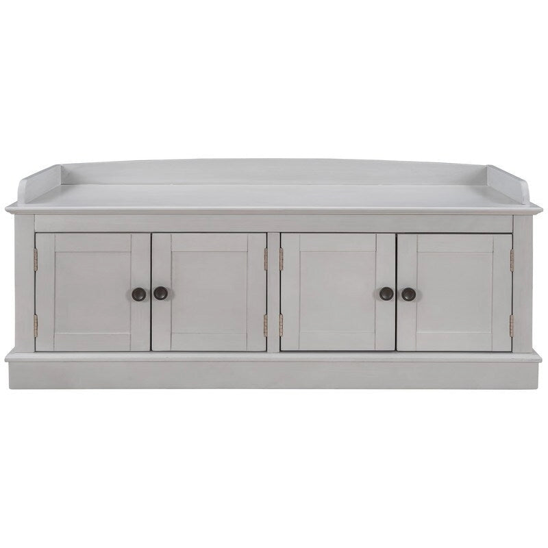 Tabouret de rangement pour salon avec matelas amovible et casier, 4 portes et étagères réglables