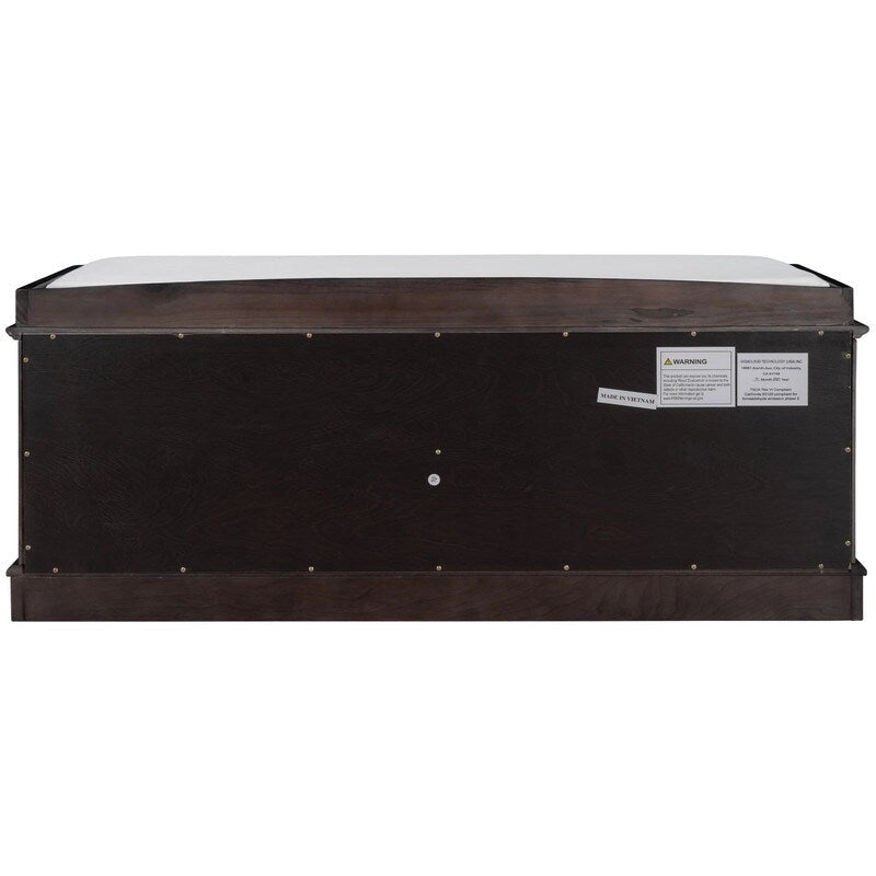 Tabouret de rangement pour salon avec matelas amovible et casier, 4 portes et étagères réglables