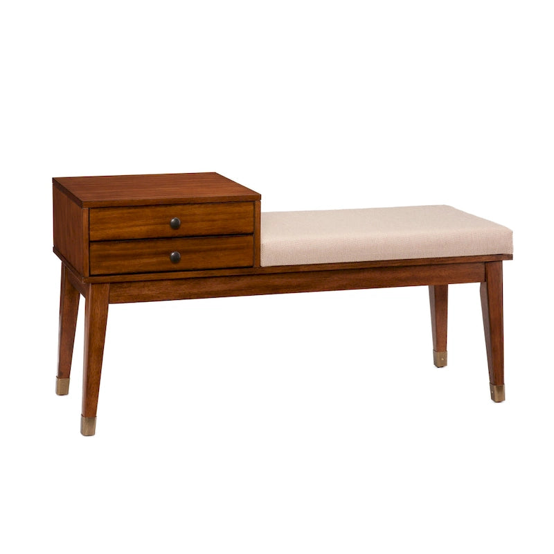 Banc de rangement rembourré de style moderne du milieu du siècle