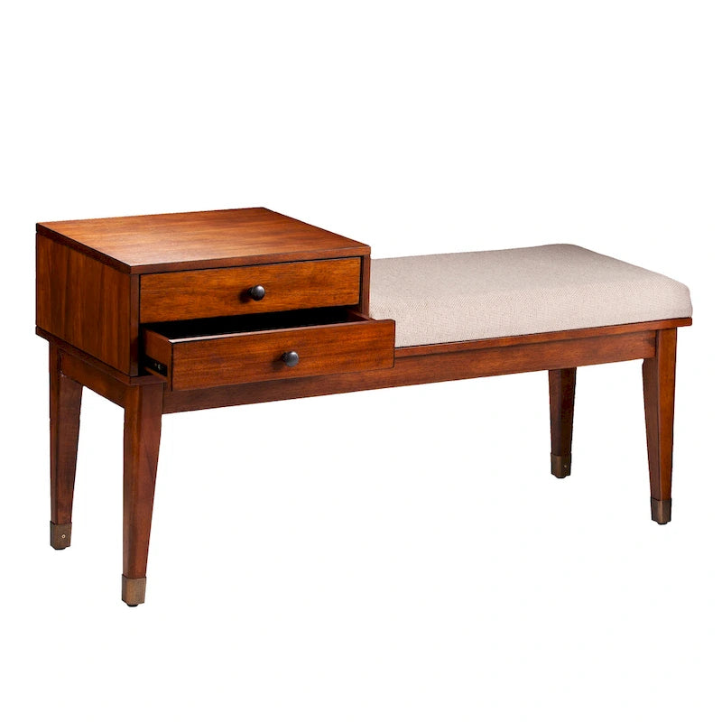 Banc de rangement rembourré de style moderne du milieu du siècle