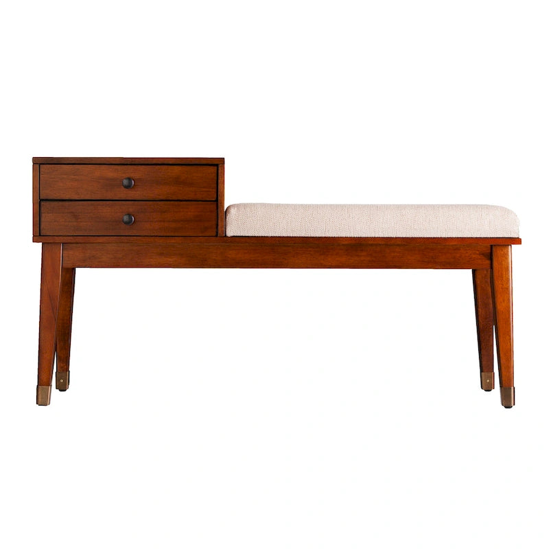 Banc de rangement rembourré de style moderne du milieu du siècle