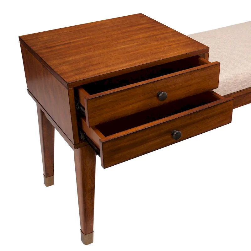 Banc de rangement rembourré de style moderne du milieu du siècle
