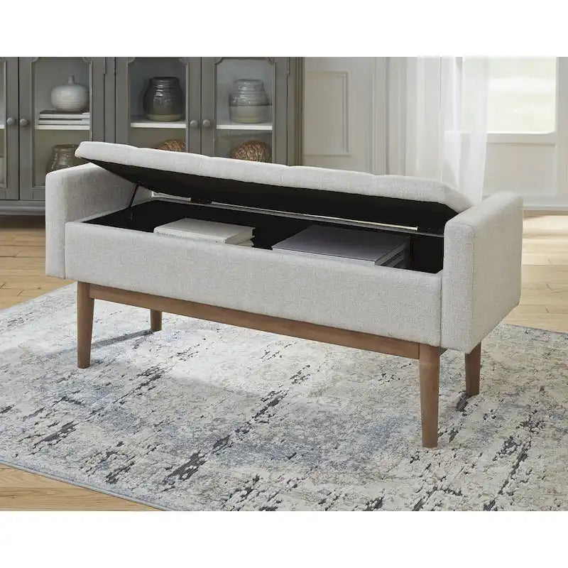 Briarson Contemporary Beige/Brown Storage Bench - 50W x 18D x 18H