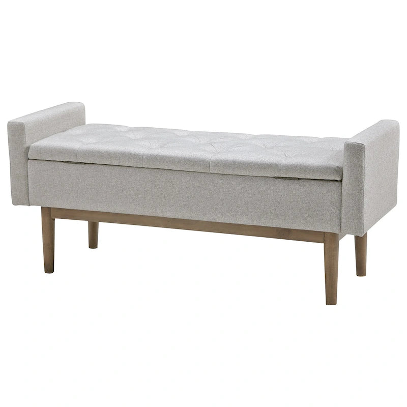 Banc de rangement contemporain beige/marron – 50L x 18P x 18H