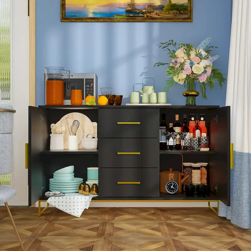 Buffet crédence à deux portes et trois tiroirs de 47 po - 47,2 long.
