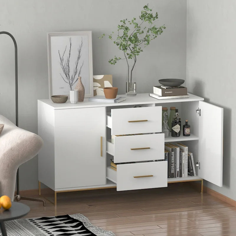 Buffet crédence à deux portes et trois tiroirs de 47 po - 47,2 long.