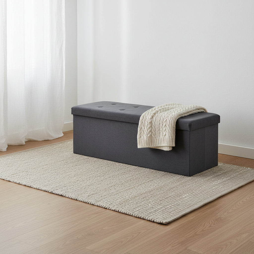 Sorbus Storage Bench Chest - Contemporary Faux Suede (Large, Black)