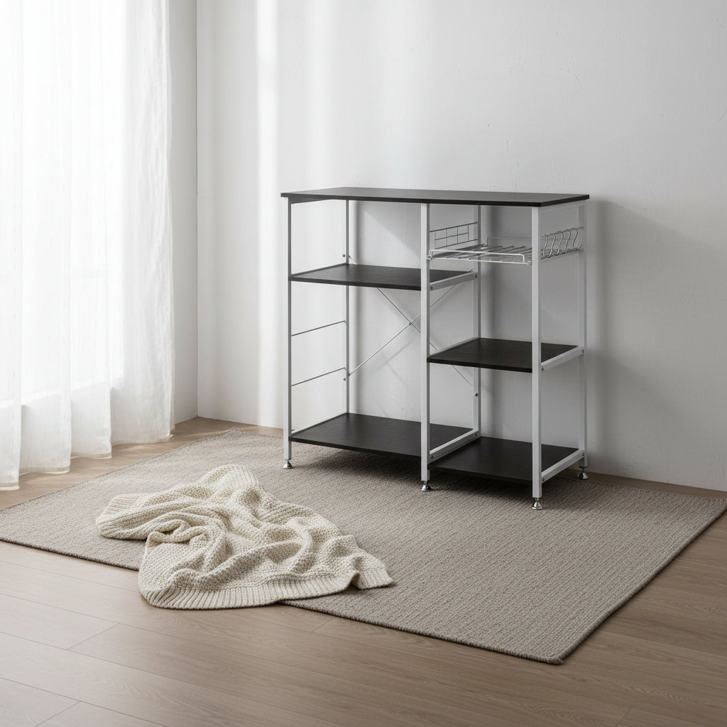 Étagère de Cuisine 35,5, Meuble de Rangement 3 Niveaux pour Micro-ondes, Marron Foncé
