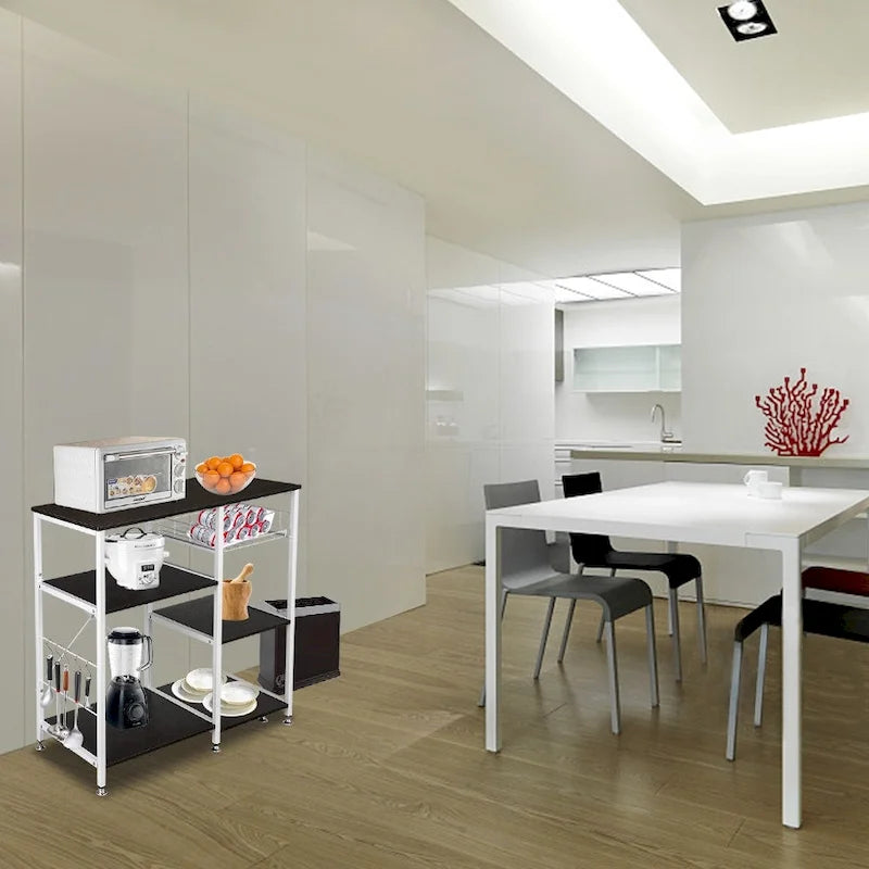 Étagère de Cuisine 35,5, Meuble de Rangement 3 Niveaux pour Micro-ondes, Marron Foncé