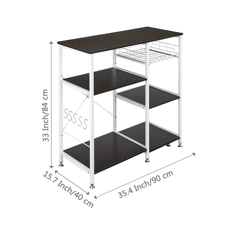 Étagère de Cuisine 35,5, Meuble de Rangement 3 Niveaux pour Micro-ondes, Marron Foncé