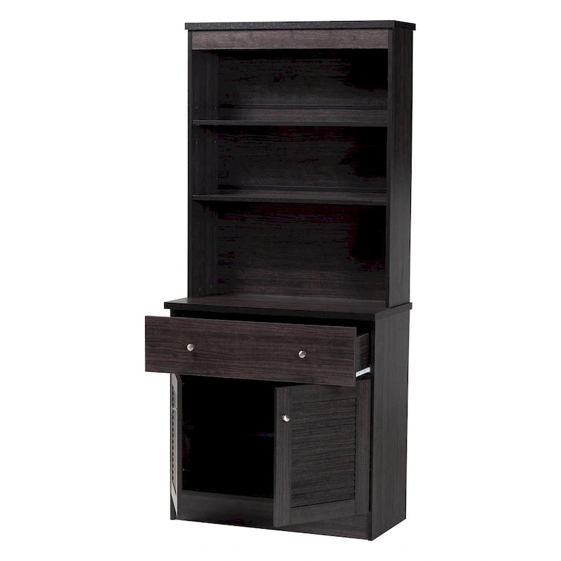 Rangement de cuisine traditionnel en bois brun foncé par