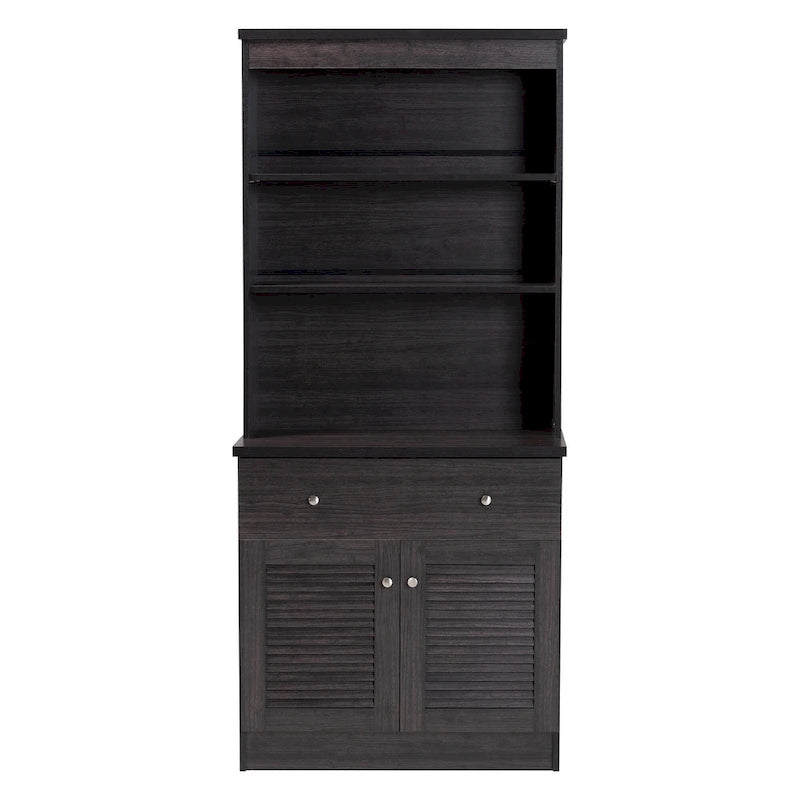 Rangement de cuisine traditionnel en bois brun foncé par