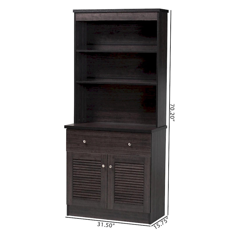 Rangement de cuisine traditionnel en bois brun foncé par