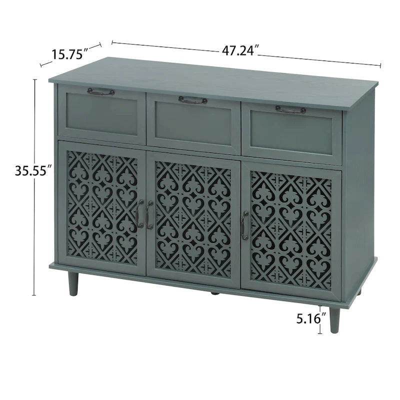 Meuble 3 portes 3 tiroirs American Furniture, adapté au salon