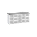 Banc à chaussures en bois avec coussin, organisateur de rangement à 15 compartiments - 11,8P x 41,3L x 18,9H
