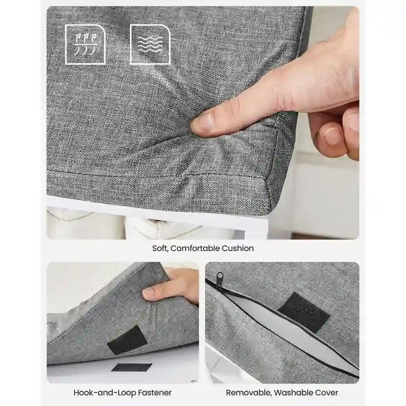 Banc à chaussures en bois avec coussin, organisateur de rangement à 15 compartiments - 11,8P x 41,3L x 18,9H