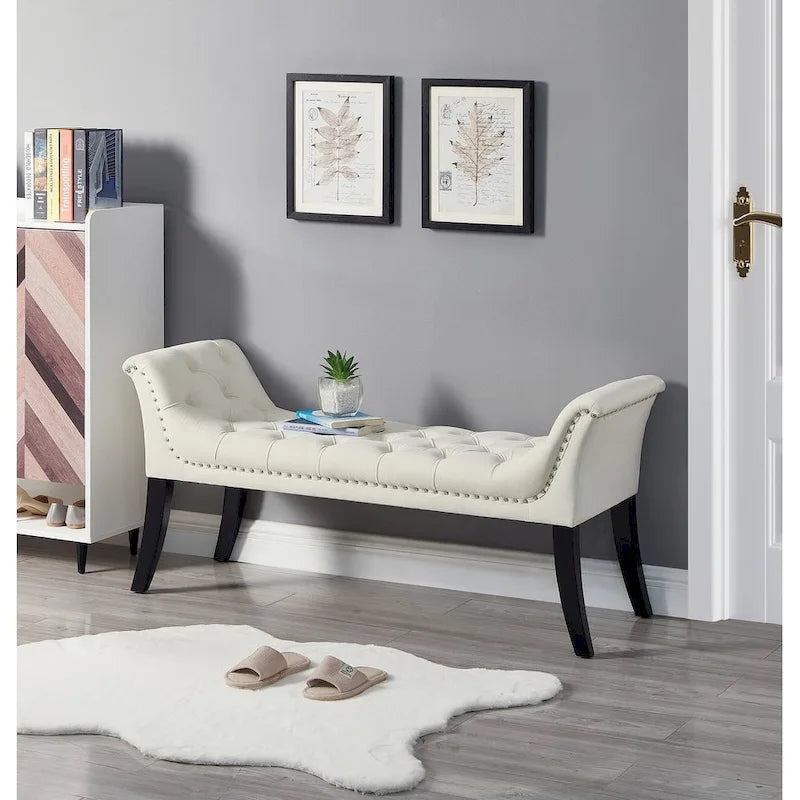 Repose-pieds rembourré Tabouret rectangulaire en velours Banc d'appoint - 50.00L * 18.50W * 24.50H